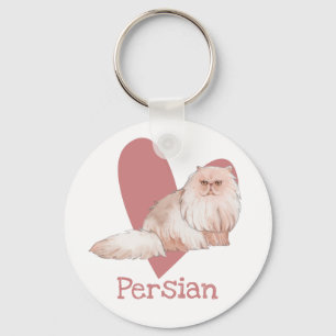 Persian Cat Watercolor Kitty Pink Heart Schlüsselanhänger