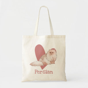 Persian Cat Watercolor Kitty Pink Heart Tragetasche