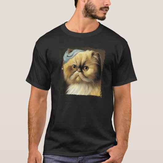 Persian cat with a pear earring classical parody f T-Shirt (Vorderseite)