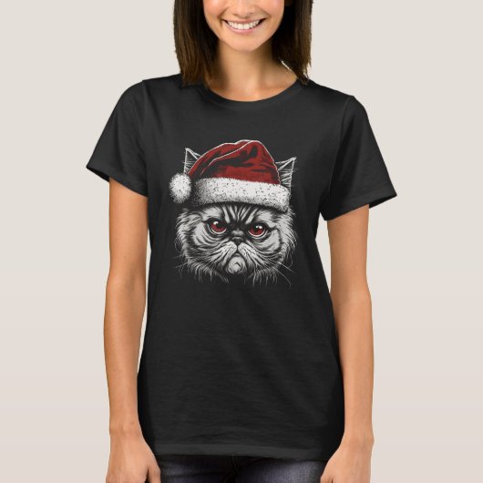 Persian Cat with Santa Hat T-Shirt (Vorderseite)