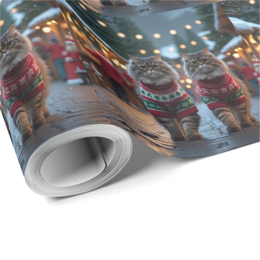 Persian Cats Christmas Snow Holiday Geschenkpapier (Rolleneckpunkt)