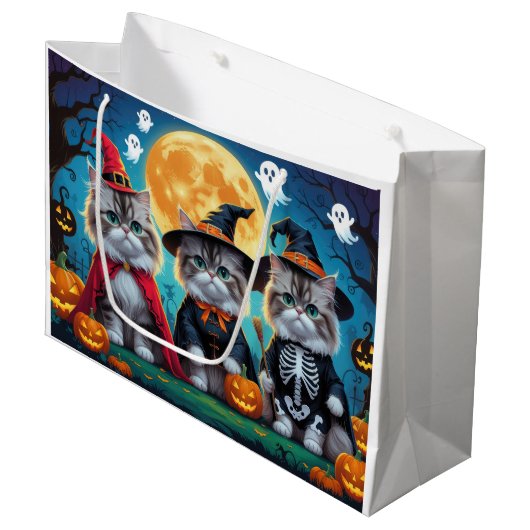 Persian Cats Pumpkin Halloween Funny Große Geschenktüte (Vorderseite Schrägansicht)
