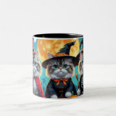 Persian Cats Pumpkin Halloween Funny Zweifarbige Tasse (Mittel)