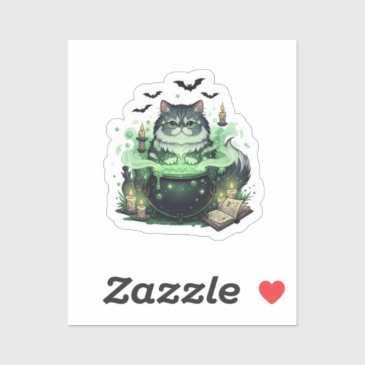 Persian Cauldron - Fluffy Persian Cat Halloween Aufkleber (Blatt)