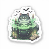 Persian Cauldron - Fluffy Persian Cat Halloween Aufkleber (Vorderseite)