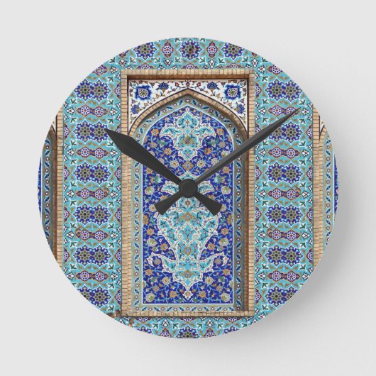 Persian elaborate tiled mural design round clock runde wanduhr (Vorderseite)