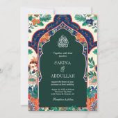 Persian Floral Inlay Emerald Green Einladung (Vorderseite)