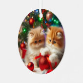 Persian Kittens Frohe Weihnachten Ornament Aus Metall (Vorderseite links)
