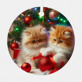 Persian Kittens Frohe Weihnachten Ornament Aus Metall (Vorderseite)