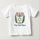 Persian Magen David Menorah Baby T-shirt<br><div class="desc">Dieses Bild wurde aus einer antiken persischen jüdischen Fliese mit einer Menorah mit einem Magen David (Stern von David) gerahmt von Olivenzweigen. Die Unvollkommenheiten des originalen,  handbemalten Bildes wurden bewahrt.</div>