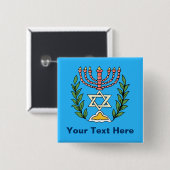 Persian Magen David Menorah Button (Vorne & Hinten)