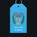 Persian Magen David Menorah Geschenkanhänger<br><div class="desc">Dieses Bild wurde aus einer antiken persischen jüdischen Fliese mit einer Menorah mit einem Magen David (Stern von David) gerahmt von Olivenzweigen. Die Unvollkommenheiten des originalen,  handbemalten Bildes wurden bewahrt. Fügen Sie Ihren eigenen Text hinzu.</div>