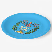 Persian Magen David Menorah Pappteller (Schrägansicht)