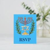 Persian Magen David Menorah RSVP Karte (Stehend Vorderseite)