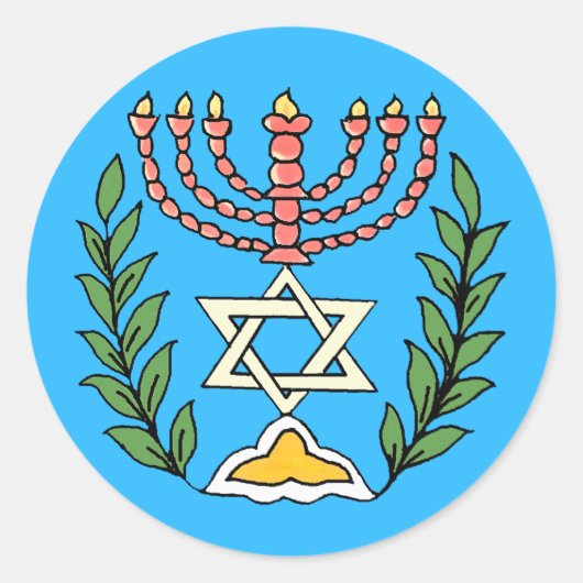 Persian Magen David Menorah Runder Aufkleber (Vorderseite)