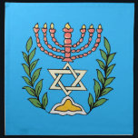 Persian Magen David Menorah Serviette<br><div class="desc">Dieses Bild wurde aus einer antiken persischen jüdischen Fliese mit einer Menorah mit einem Magen David (Stern von David) gerahmt von Olivenzweigen. Die Unvollkommenheiten des originalen,  handbemalten Bildes wurden bewahrt.</div>