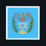 Persian Magen David Menorah Serviette<br><div class="desc">Dieses Bild wurde aus einer antiken persischen jüdischen Fliese mit einer Menorah mit einem Magen David (Stern von David) gerahmt von Olivenzweigen. Die Unvollkommenheiten des originalen,  handbemalten Bildes wurden bewahrt.</div>