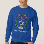 Persian Magen David Menorah Sweatshirt<br><div class="desc">Dieses Bild wurde aus einer antiken persischen jüdischen Fliese mit einer Menorah mit einem Magen David (Stern von David) gerahmt von Olivenzweigen. Die Unvollkommenheiten des originalen,  handbemalten Bildes wurden bewahrt.</div>