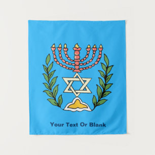 Persian Magen David Menorah Wandteppich