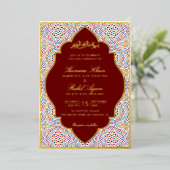 Persian Mihrab Artistic Islamic Wedding Folieneinladung (Stehend vorne)