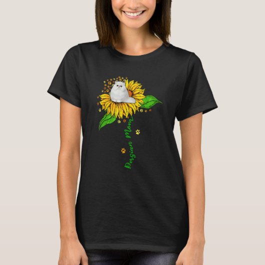 Persian Mom Cute Cat On Sunflower Paws Lover Mothe T-Shirt (Vorderseite)