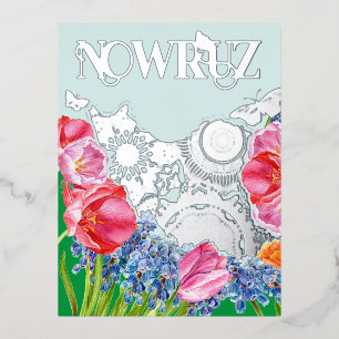 Persian Nowruz Foil Postcard Folien Feiertagspostkarte
