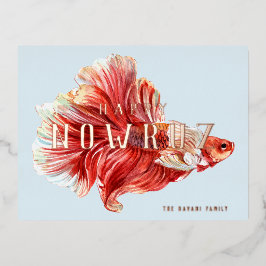 Persian Nowruz Lucky Goldfish Foil Postcard Folien Feiertagspostkarte
