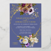 Persian Periwinkle Plum Floral Folieneinladung (Vorderseite)