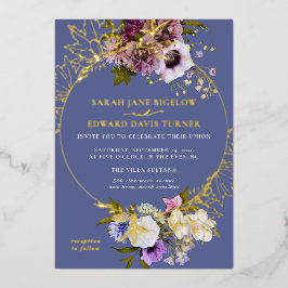 Persian Periwinkle Plum Floral Folieneinladung