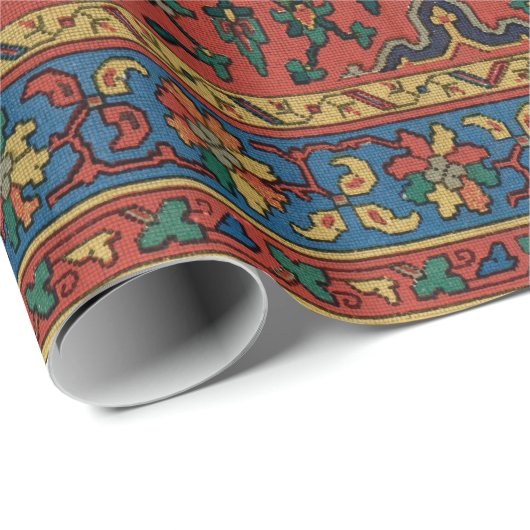 Persian Rug Carpet Red Blue Classic Geschenkpapier (Rolleneckpunkt)