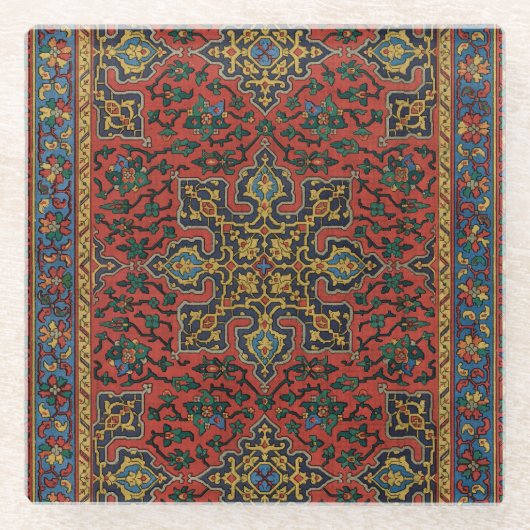 Persian Rug Carpet Red Blue Classic Glasuntersetzer (Vorderseite)