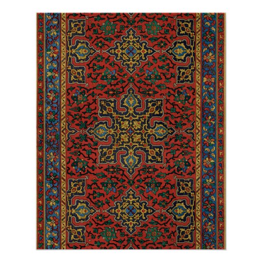 Persian Rug Carpet Red Blue Classic Poster (Vorderseite)