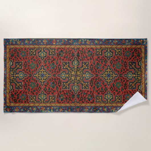 Persian Rug Carpet Red Blue Classic Strandtuch (Vorderseite)