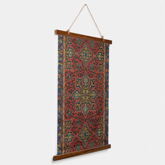 Persian Rug Carpet Red Blue Classic Wandteppich Mit Holzrahmen (Gewinkelt)