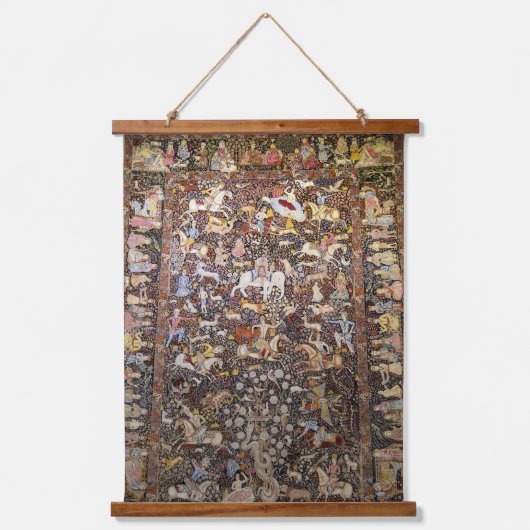 Persian Rug iranische People Animals Teheran Wandteppich Mit Holzrahmen (Vorderseite)