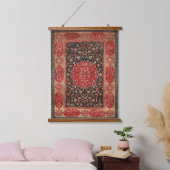 Persian Rug iranischer Red Black Hanging Tapestry Wandteppich Mit Holzrahmen (Schlafzimmer)