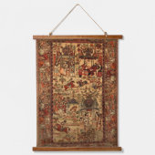 Persian Rug Knights Tehran Gold Design Wandteppich Mit Holzrahmen (Vorderseite)