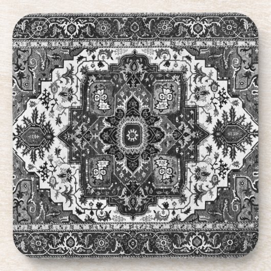PERSIAN RUG - Schwarz & Weiß Getränkeuntersetzer (Vorderseite)