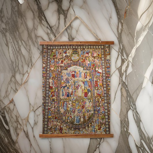 Persian Rug Tehran Iran Wandteppich Mit Holzrahmen