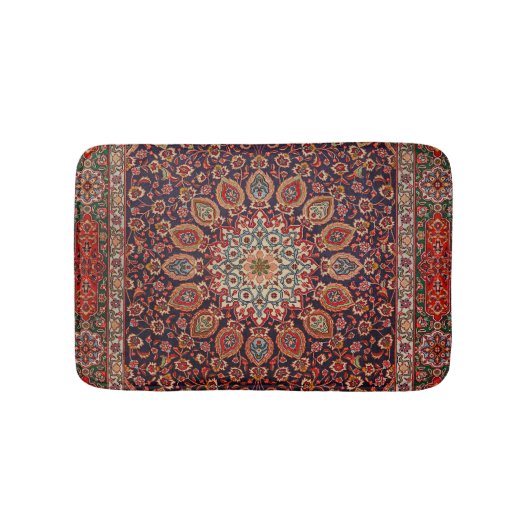 Persian Tabriz Black Radial Geometric Badematte (Vorderseite)