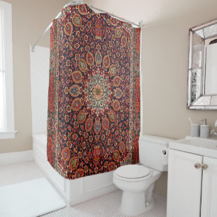 Persian Tabriz Black Radial Geometric Duschvorhang