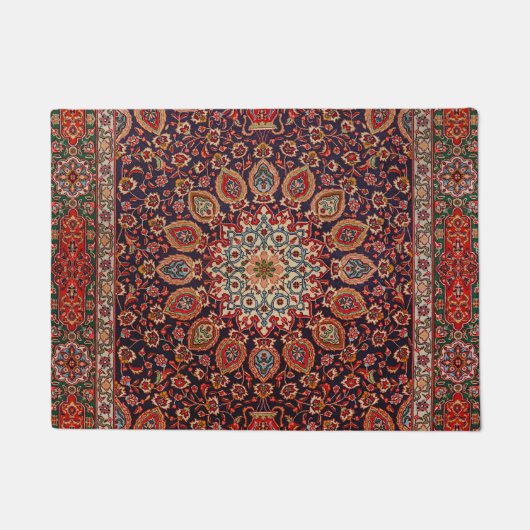 Persian Tabriz Black Radial Geometric Fußmatte (Vorderseite)