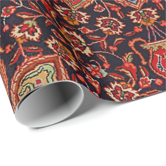 Persian Tabriz Black Radial Geometric Geschenkpapier (Rolleneckpunkt)