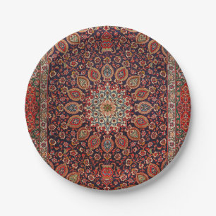Persian Tabriz Black Radial Geometric  Pappteller