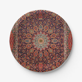 Persian Tabriz Black Radial Geometric  Pappteller