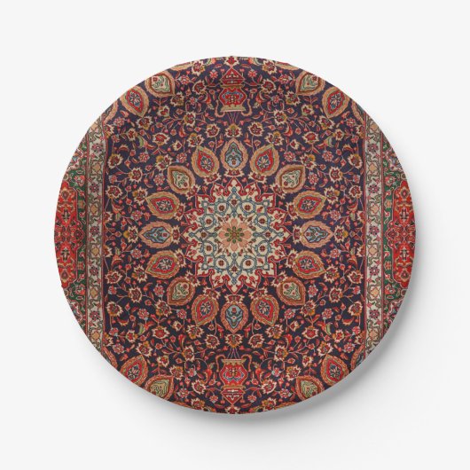 Persian Tabriz Black Radial Geometric  Pappteller (Vorderseite)