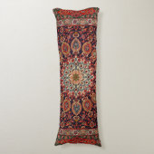 Persian Tabriz Black Radial Geometric Seitenschläferkissen (Vorderseite Vertikal)