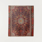 Persian Tabriz Black Radial Geometric  Wandteppich (Vorderseite)