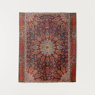 Persian Tabriz Black Radial Geometric  Wandteppich