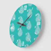 Persian tile paisley - white on turquoise große wanduhr (Winkel)